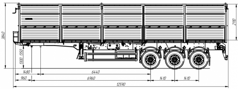 Полуприцеп бортовой зерновоз AMKAR-АМ9460-12FS
