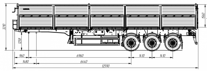 Полуприцеп бортовой зерновоз AMKAR-AM9460-12S